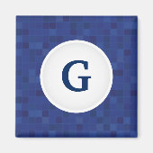 Blauw mozaïekpixelpatroon gepersonaliseerd monogra magneet (Voorkant)