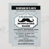  blauw Mustache Bash Kaart (Voorkant / Achterkant)