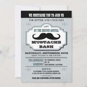 blauw Mustache Bash Kaart
