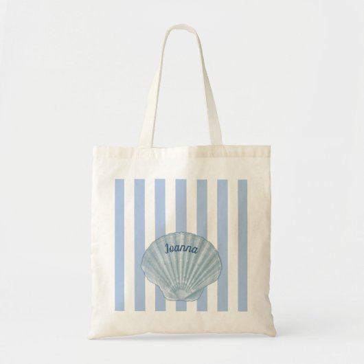 Blauw naadje en stripes tote bag (Voorkant)