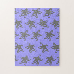 Blauw Naadloos Retro Stijl Grijs Sterren Patroon Legpuzzel