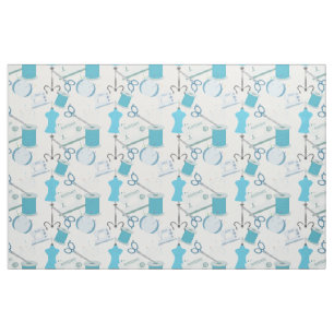 Blauw naai- en quiltontwerp stof