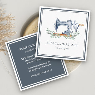  blauw naaimachine Mode Stijllijst Vierkante Visitekaartje