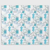 Blauw Naaithema Quilters Cadeaupapier (Vlak)