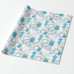 Blauw Naaithema Quilters Cadeaupapier