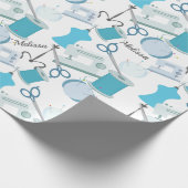 Blauw Naaithema Quilters Cadeaupapier (Hoek)