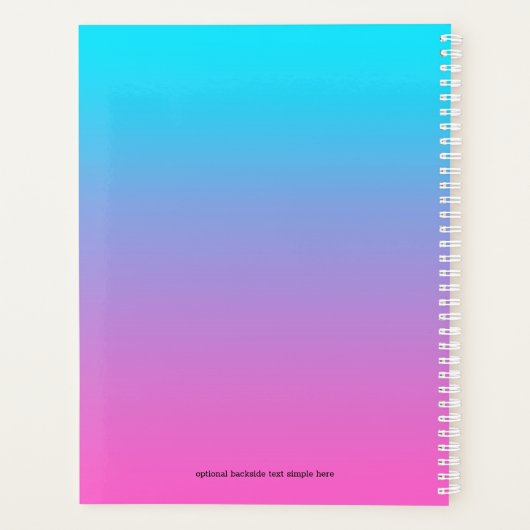 Blauw naar pur ombre achtergrond 3 ring multomap p planner (Achterkant)