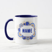 Blauw Namaste Gepersonaliseerde Naam Monogram Mok (Links)