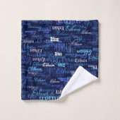 Blauw Namen Patroon (creëer uw eigen) Bad Handdoek (Wasdoekje)