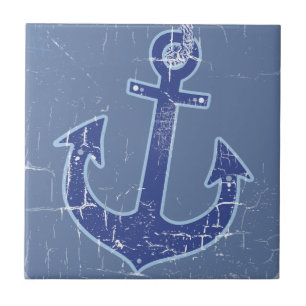 Blauw Nautical Sailor Anker Tegeltje