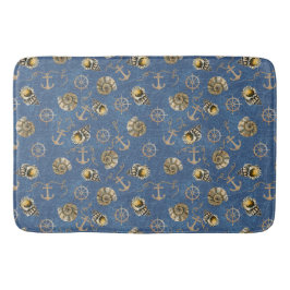 blauw nautisch patroon badmat