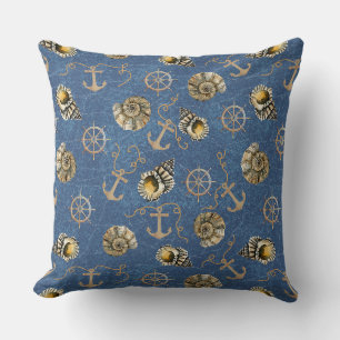 blauw nautisch patroon kussen