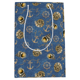 blauw nautisch patroon medium cadeauzakje