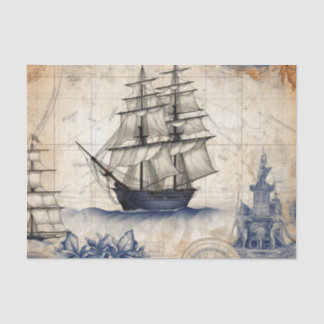 blauw nautische decoupage tissuepapier