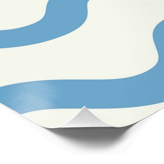 Blauw Nautische Groovy Wavy Stripe Modern Minimali Perfect Poster (Hoek)