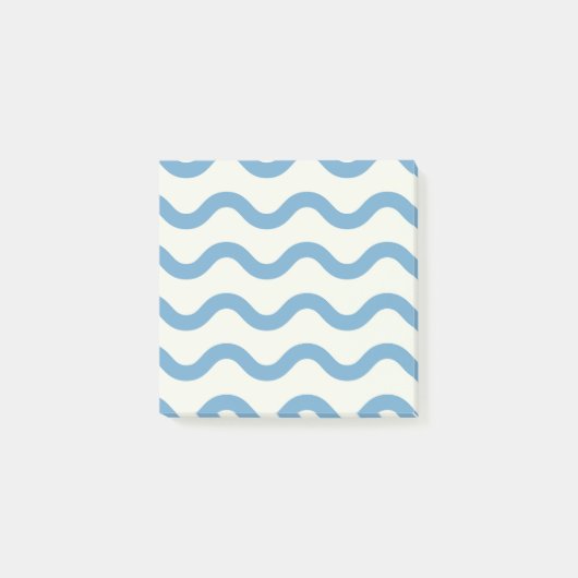 Blauw Nautische Groovy Wavy Stripe Modern Minimali Post-it® Notes (Voorkant)
