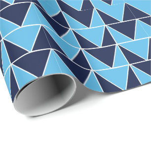 Blauw Navy Blauwe Geometrische Driehoek Cadeaupapier