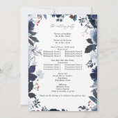 Blauw & Navy Bloemen bruiloft programma (Achterkant)