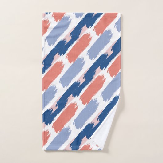 Blauw, Navy, Perzik en Roze Abstracte verfstreken Bad Handdoek (Handdoek)