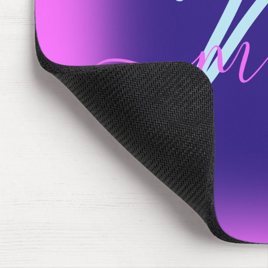 Blauw Navy Roze Minimale Naam Monogram Bright Muismat (Hoek)