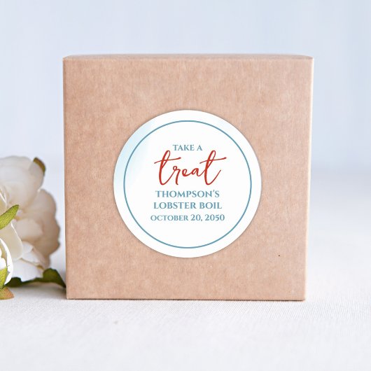 Blauw Neem een aangepaste traktatie Ronde Sticker