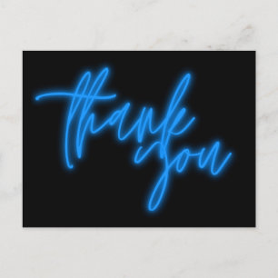 Blauw Neon Bedankt Bord Trendsettend Briefkaart