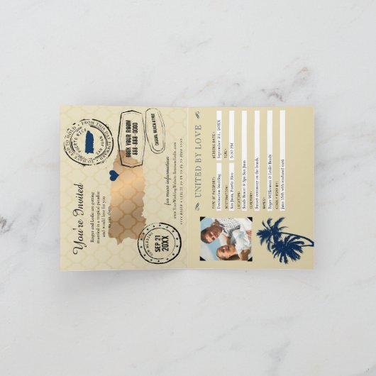 Blauw nep goud folie Puerto Rico trouwpaspoort (Binnen)