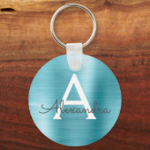 Blauw nepschroot Monogram Sleutelhanger (Voorkant)