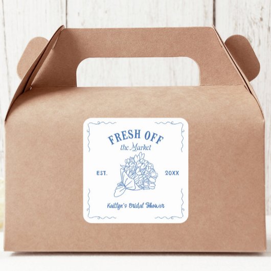 Blauw Net Binnen Van De Markt Bruiloft Feest Vierkante Sticker