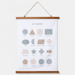Blauw Neutrale vormen Onderwijs Classroom Decor Hangend Wandkleed
