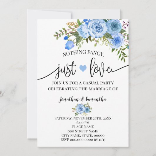 Blauw Niets ingewikkelds, gewoon lief Huwelijksvlu Save The Date (Voorkant)