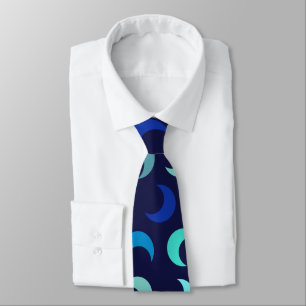 Blauw Nieuwe Maan Patroon Stropdas