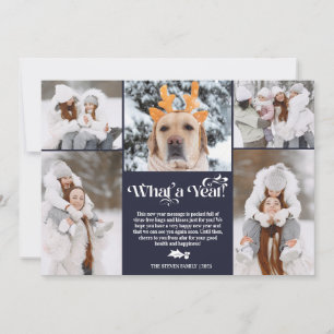 Blauw nieuwjaar in review 5 foto-inkuilraster feestdagenkaart