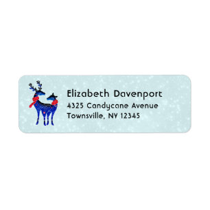 Blauw Noors Kerst Rendier Paar Etiket