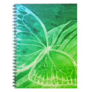 Blauw Notitieboek met groene vlinder