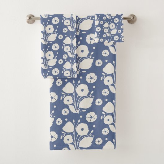 Blauw Nova en Witte Duif bloemontwerp Bad Handdoek (Insitu)