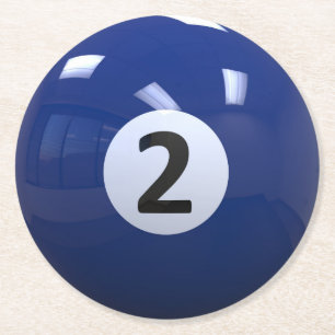 Blauw nr. 2 Billiard Pool Ball Ronde Kartonnen Onderzetter
