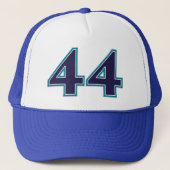 Blauw nummer 44 trucker pet (Voorkant)