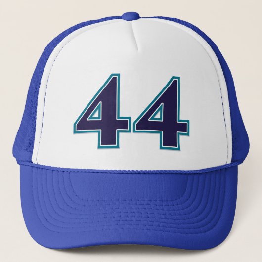 Blauw nummer 44 trucker pet (Voorkant)