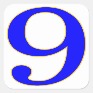 Blauw nummer 9 tegelteken vierkante sticker