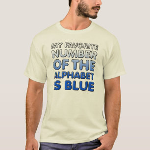 Blauw nummer van het alfabet Funny T-Shirt