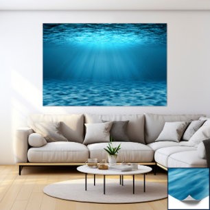 Blauw Oceaan Onderwater Scène met Zonnestralen Poster