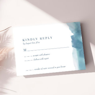 Blauw Oceaanaquarel Bruiloft RSVP Kaart
