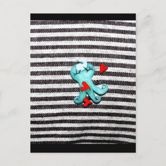 Blauw Octopoda zwart en wit rood harten briefkaart