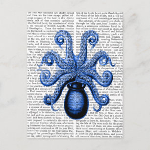  blauw octopus 1 onderzijde briefkaart