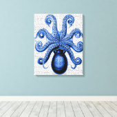 blauw octopus 1 onderzijde canvas afdruk (Insitu (Houten vloer))