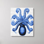 blauw octopus 1 onderzijde canvas afdruk (Voorkant)