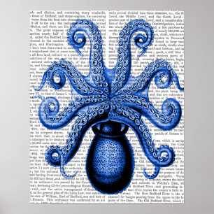 blauw octopus 1 onderzijde poster