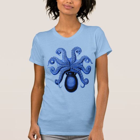 blauw octopus 1 onderzijde t-shirt (Voorkant)