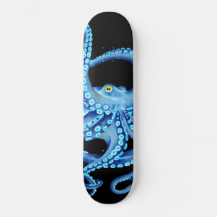 Blauw Octopus Black Skateboard